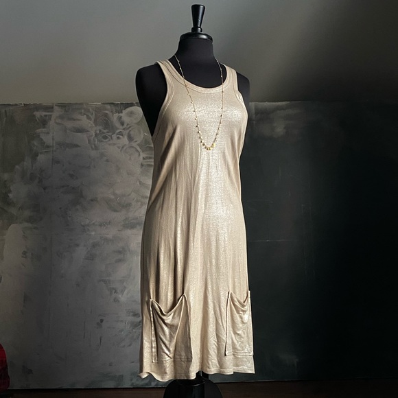 Stella McCartney Dresses & Skirts - Stella Mccartney T-Shirt Dress Gold Beige Metallic